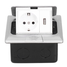 Embedded Floor Socket Box EU Standard USB Power 250V 16A Silver