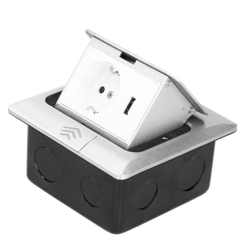 Floor Embedded Socket Box EU Standard USB Power 250V 16A Silver