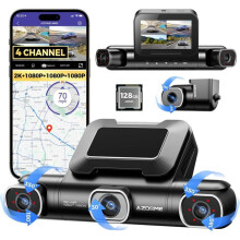 Dashcam Voiture AZDOME M660 4-Canaux 360 2.5K+3x1080P avec 128Go eMMC et WiFi 5G