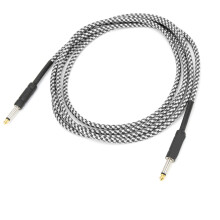 Gitarrenkabel mit geflochtener Abschirmung, nickelfreundlich plattierter Stecker, Audiokabel, weiß