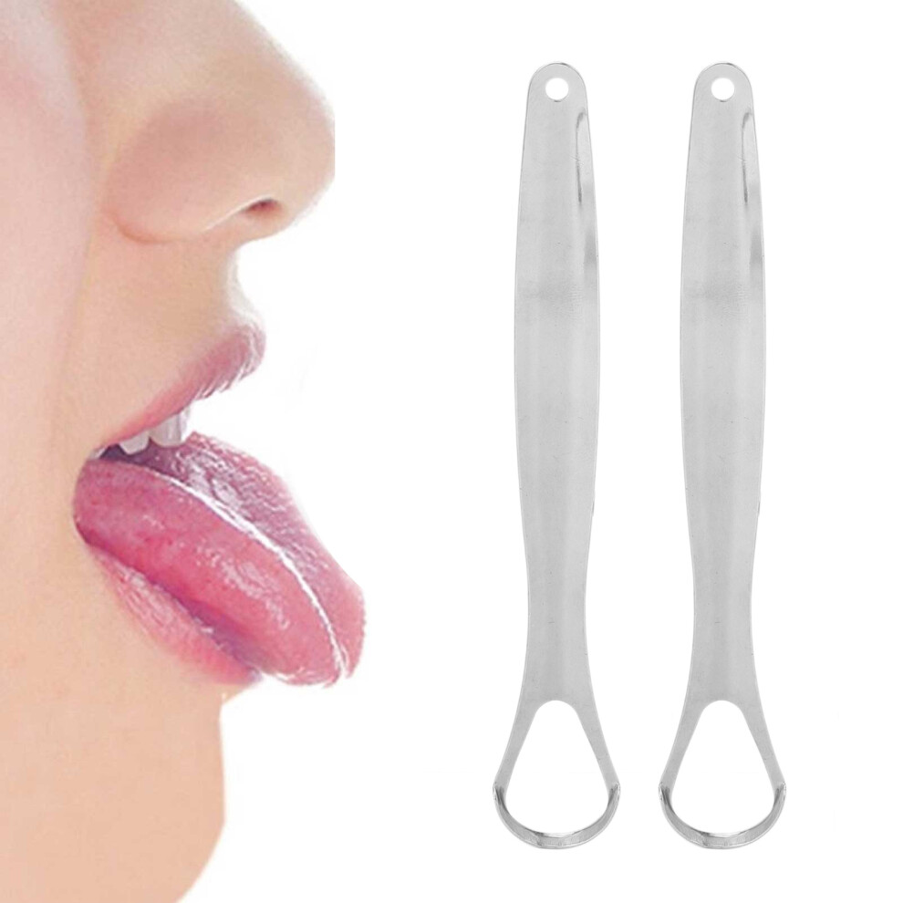 2pcs Stainless Steel Tongue Scraper Reusable Breath Freshener Portable