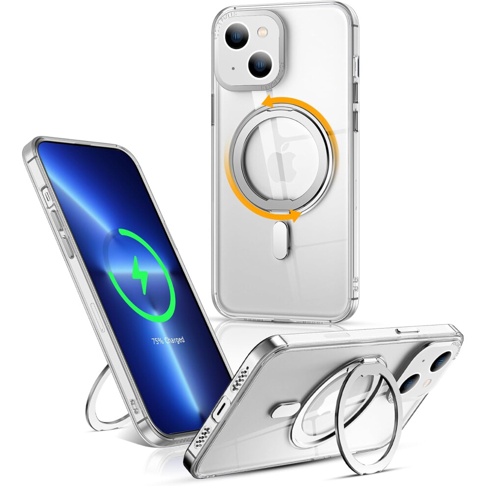 Military-Grade Clear Phone Case Compatible With Iphone 13 & 14 (6.1"), 360 Rotatable Magnetic Ring Stand, Magsafe Compatible 9028731176369