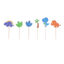 24 decorazioni per cupcake a tema dinosauri, stuzzicadenti decorativi per torte a tema animali, decorazioni per torte per feste (piatto in rame)
