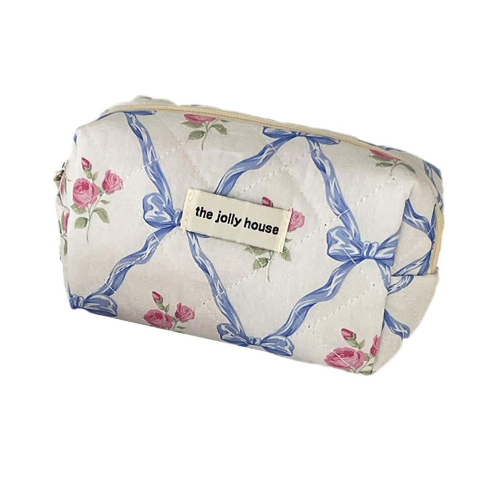 WNPXQNT Bow Cosmetic Bag Set 3Pcs Quilted Pouches for Toiletries Travel Makeup Cute Aesthetic