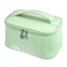 Polyurethane Leather Makeup Bag Green Large