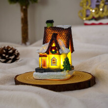 Figuras decorativas navideñas de muñeco de nieve de resina con luces, decoración navideña de fibra óptica para mesa o interior (F)
