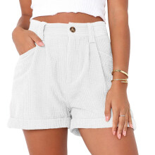 Women's High-Waisted Corduroy Shorts White XXL