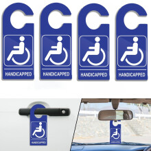 4 st handikappparkeringsskyltar 8,5 cm x 21,5 cm, rullstolssymbol, blå tillståndshängare – kompatibla med standardtillstånd
