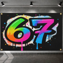 Colorful 67th Birthday Banner with Dripping Effect, 3D Decorative Balls & Festive Backdrop – Compatible with Birthday Party