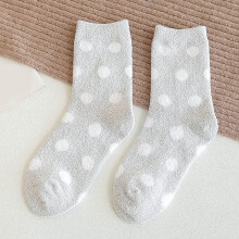 Women's Fleece-Lined Ankle Socks, Cute Dot Design, Warm Winter Crew Socks – Grey