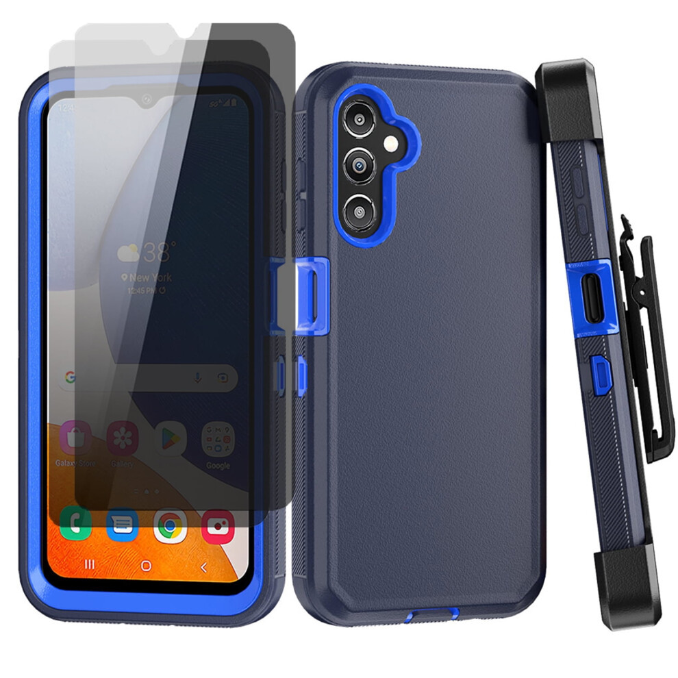 Aggxpf Galaxy A14 5G Case With Privacy Screen Protector, Phone Case With Belt-Clip Holster, Military Grade Full Body Protection Case, Dark Blue 9028731108315