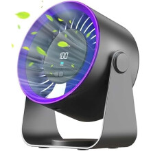 Ventilador de mesa e parede digital versátil com rotação de 720, controle remoto, velocidade ajustável e funcionamento silencioso.