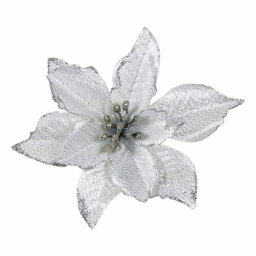 Glitter Artificial Flowers Silver12pcs15cm