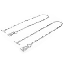 2pcs Steel Lock Necklaces Stainless Steel Simple OT Buckle Chokers for Men & Women