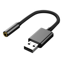 USB naar audio-jack adapter 7,87", 3,5 mm aux stereo converter compatibel met headset, pc, laptop, desktop, PS4, enz.