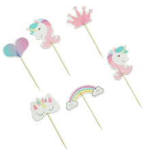 Pezzi di decorazioni per torte a forma di unicorno per compleanno, ornamenti per bambini