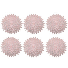 Placemats Set Of 6, Round Hollow Out Flowers Place Mats for Dining Table Pressed Gold