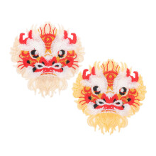 2St Zelfklevende Leeuwendans Borduurpatches Voor DIY Kleding Decoratie