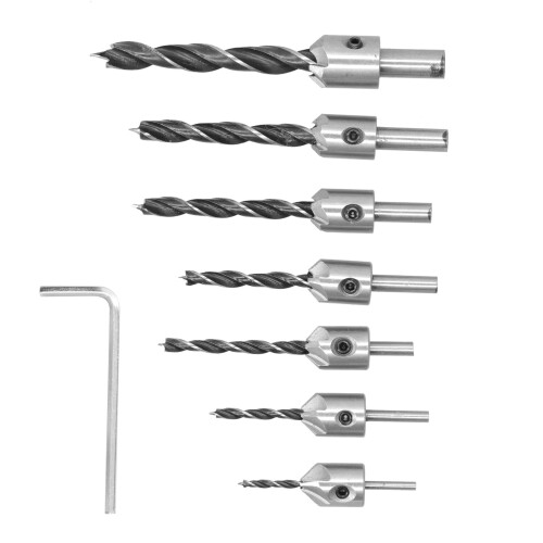 7Pcs Countersink Drill Bits Set Woodworking High Speed Steel Counter Sinker Drill Bit for Carpentry 1