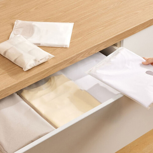 10Pièces Sacs Fermeture Éclair Rangement Vêtements Pe Blanc Durable 2