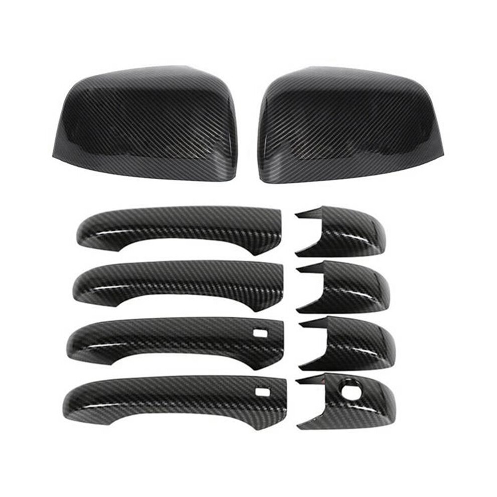 Side Rear View Mirror Cover Trim + Door Handle Cover Trim For Grand Cherokee Durango 2011-2020 6033295238968