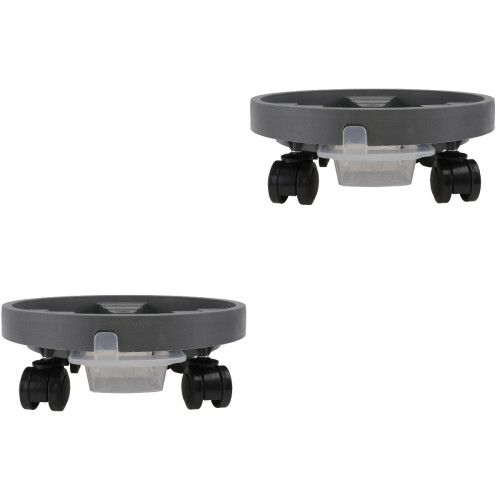 2Pièces Support De Pot De Fleur Gris À Roulettes Solide Et Pratique 2