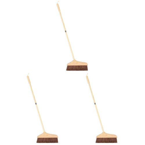 3Pièces Balais Beige Manche Bois Nettoyage Maison Durable Polyvalent 1