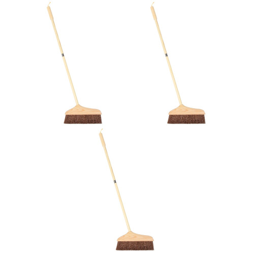 3Pièces Balais Beige Manche Bois Nettoyage Maison Durable Polyvalent 2