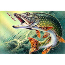 30x40cm 5D Diamond Kids Painting Set - Big Fish Hooked, Diamond Broderie, Crystal Stone Canvas Painting Set, Idal pour la dcoration murale de la m