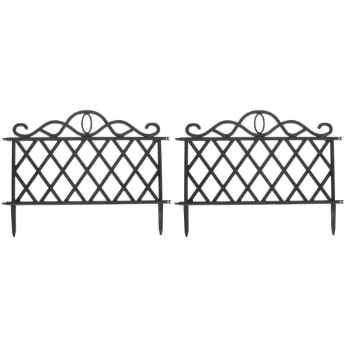 2Pcs Sturdy Black Plastic Garden Fence Decor for Yard and Path Borders 1