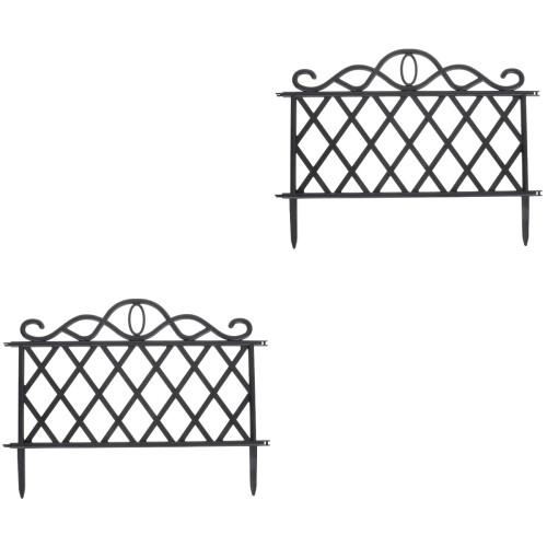 2Pcs Sturdy Black Plastic Garden Fence Decor for Yard and Path Borders 2