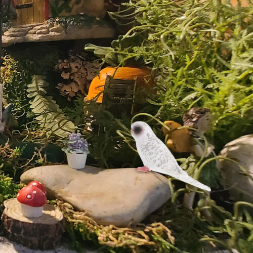 3 Pezzi Parrocchetti Realistici In Resina Per Giardino E Tavolo 2