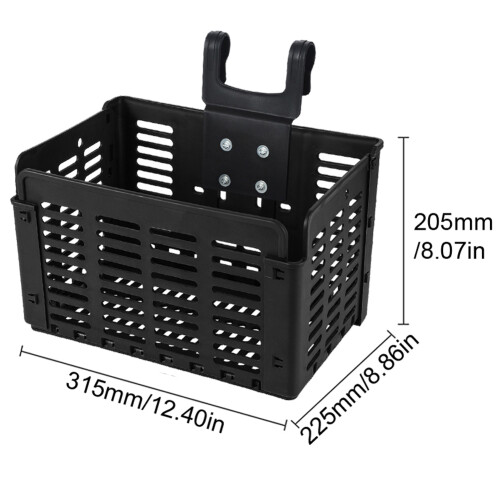 Foldable Bicycle Basket with Quick-Release Handlebar Mount, 12.48.98.1in, Black
