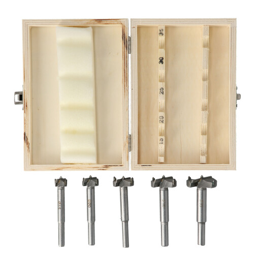 5Pcs Woodworking Drill Bit Set Hinge Hole Cutter Hinge Hole Drilling Boring Bit with Storage Case 2