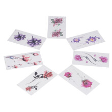 7 Sheet Colorful Flower Pattern Waterproof Temporary Tattoo Stickers 114x210mm