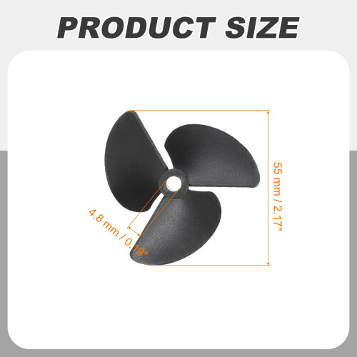 2 Pcs 55mm 3 Blade RC Boat Propeller 4.8mm Bore CW Rotation Efficient Thrust Durable Design 1
