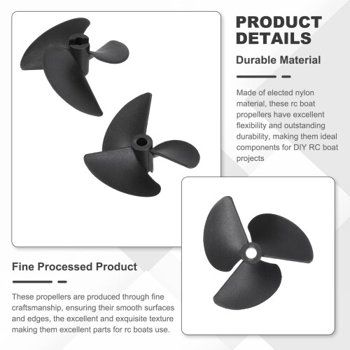 2 Pcs 55mm 3 Blade RC Boat Propeller 4.8mm Bore CW Rotation Efficient Thrust Durable Design 2