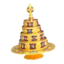 (Aureate) Tibetan Buddhism Manza Pan Decoration Collectible For Meditation Home Office Aureate