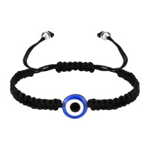 (Blue Eyes Black) Devil's Eye Hand Woven Bracelet Unisex Handmade Beaded Adjustable Bangle Elegant Stylish Jewelry for Men Women