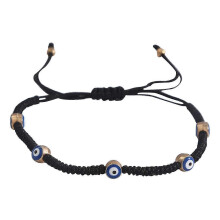 (Gold Five Eyes A) Devil's Eye Hand Woven Bracelet Unisex Handmade Beaded Adjustable Bangle Elegant Stylish Jewelry for Men Women