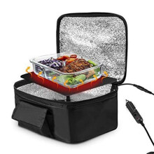Portable 12V Car Microwave Oven, 28x20x12cm, Black