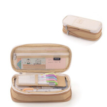 Pencil Cases Capacity Pencil Bag Pouch Box for Girls Office Student Stationery Organizer School Supplies Khaki