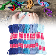 Bright Colour Embroidery Thread 12Pcs Polyester for Handicrafts Blue Range