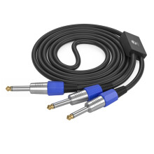 Aux Y-typekabel 6,35 mm til 2 x 6,35 mm ledning for studio- og liveopptredener