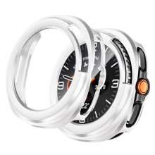 Hartschalenetui mit Displayschutzfolie für Samsung Galaxy Watch8Classic 46 mm, kratzfest, silber, kompatibel mit Galaxy Watch8Classic