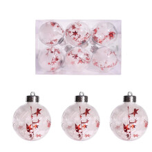 Clear Fillable Ornaments (6pcs, 8cm), Transparent Gold Glitter Ball Set for Christmas Tree, Tabletop, Window & Party Decor