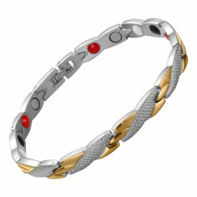 1PC Silver & Gold Stainless Steel Magnetic Bracelet, Adjustable with Sizing Tool, 4-Element Magnets, Jewelry Gift – Compatible with All Wrist Sizes