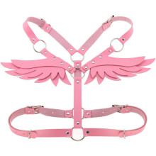 Sujetador de cuero para mujer, arnés de pecho ajustable estilo gótico punk con alas de ángel.