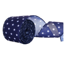 Playbook Patriotic Wired Edge Ribbon 2.48", USA Flag Stars Stripes, for Memorial Day & Independence Day Decor – 1 PC
