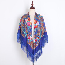 Lightweight Multicolor Square Shawl Wrap for Women, Muslim & Folk-Print Tassel Scarf – Compatible with Travel